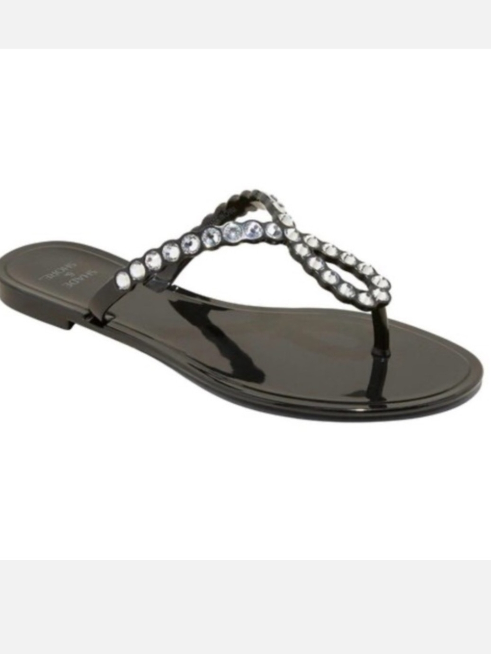 Black Jeweled Thong Sandal - Women Size 7